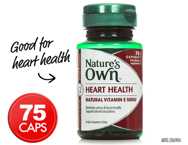 Nature's Own Heart Health Natural Vitamin E 500IU 75 Caps