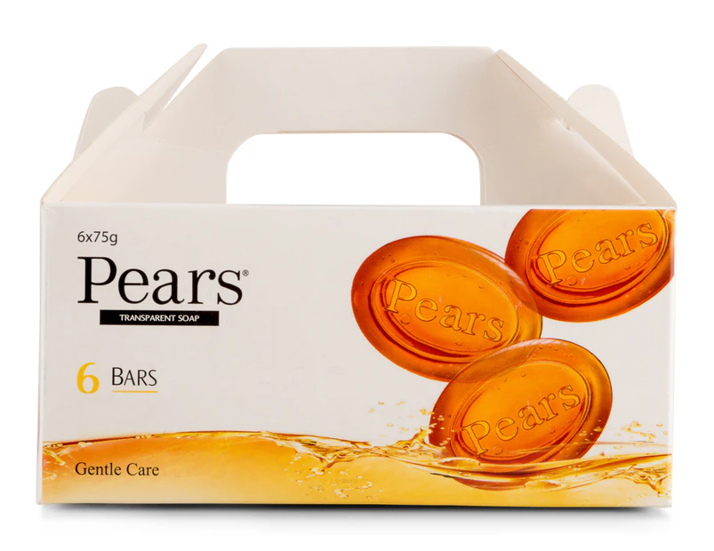 6 x Pears Gentle Care Transparent Soap Bars 75g
