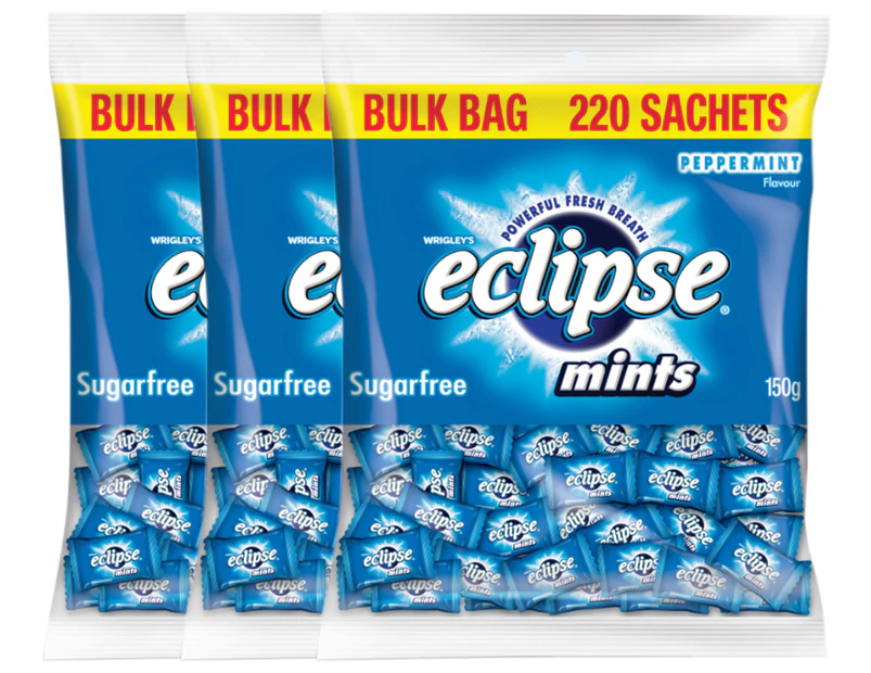 3 x Eclipse Single Serve Mints Peppermint 220pk