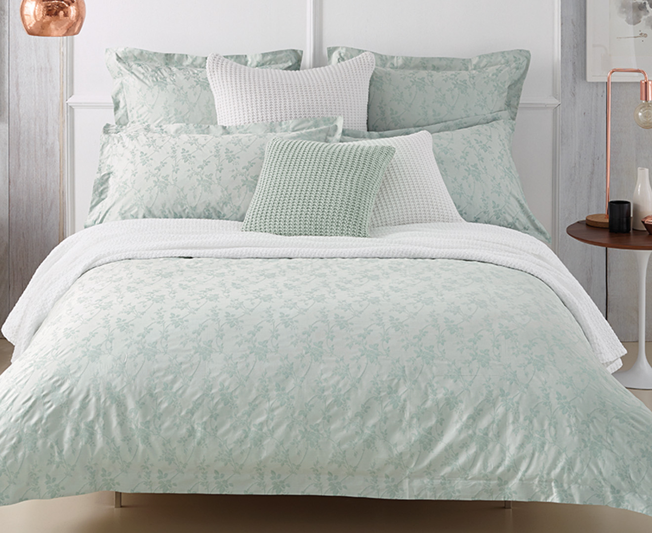 Sheridan Hellman Queen Bed Tailored Quilt Cover Set - Sage | Catch.com.au