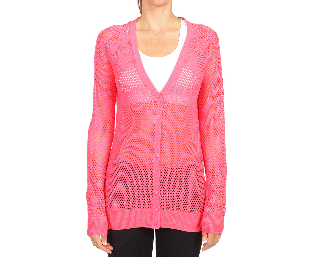 Lorna Jane Women's Mesh Knit Cardigan - Funky Pink | Catch.co.nz