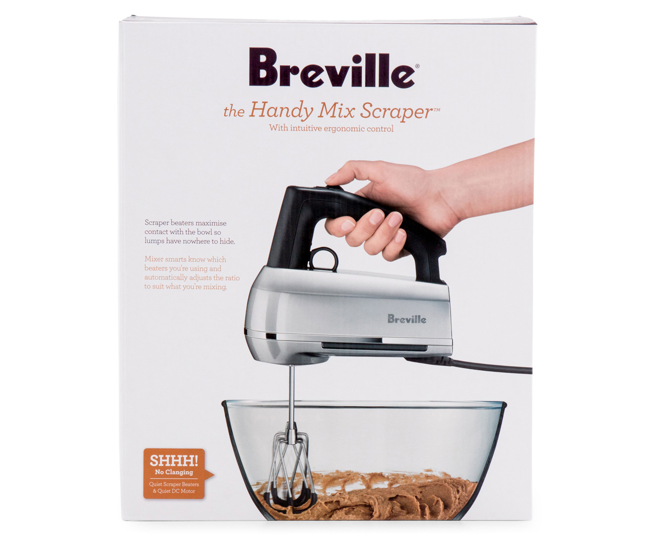 Breville Handy Mix Scraper 9-Speed Hand Mixer Quiet Scraper Beaters  *BHM800SIL