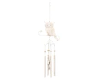 Metal 60cm Owl Wind Chime - Antique White