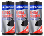 3 x Hercules 56L Extra Strong Garbage Bags 20pk