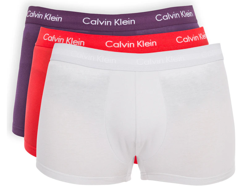 Calvin Klein Low Rise Trunk 3-Pack - Grey/Purple/Red