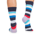 2 x Happy Socks Men's Size 41-46 Stripe Crew Socks - Navy/Blue/Purple