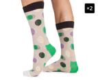 2 x Happy Socks Men's Size 41-46 Out Of Focus Dot Crew Socks - Multi