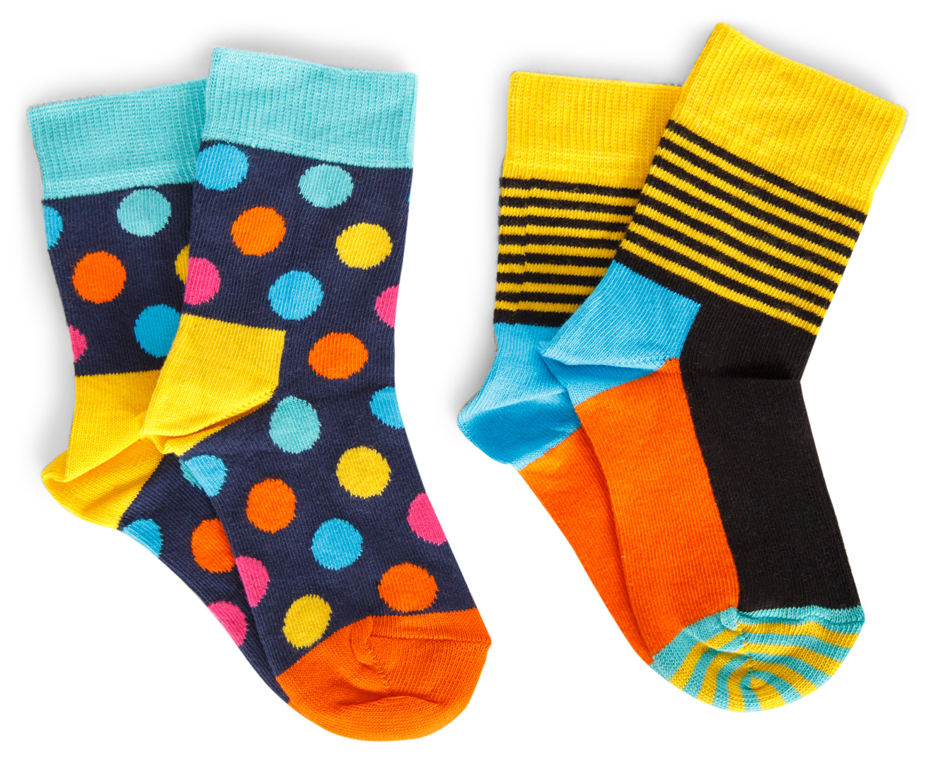 Happy Socks Kids' Big Dot Stripe Crew Socks 2-Pack - Multi | Catch.com.au