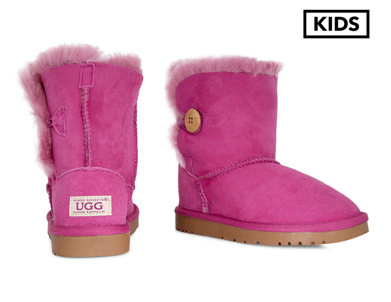 OZWEAR Connection Kids' Button Ugg Boots - Rose