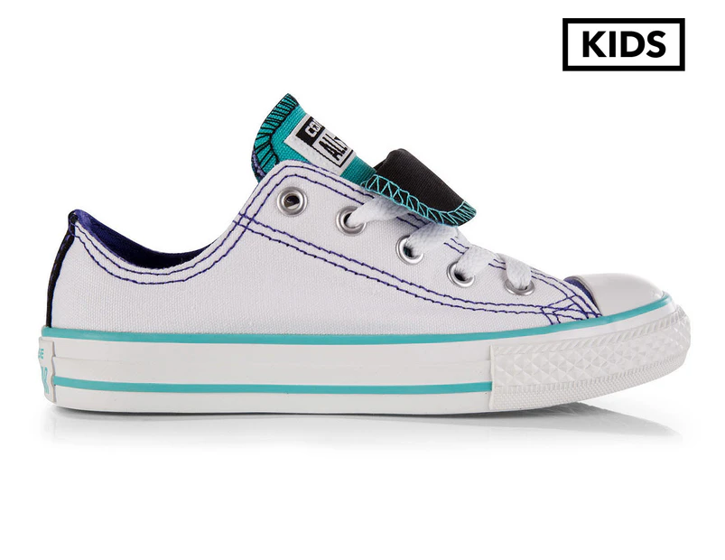 Converse Kids' Chuck Taylor All Star Double Tongue Sneaker - White/Periwinkle