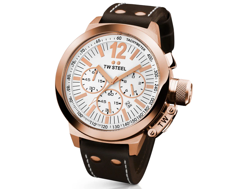 TW Steel 50mm CE1020 CEO Canteen Watch - Rose Gold/White/Brown