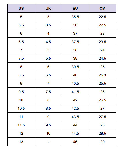 asics nimbus size guide