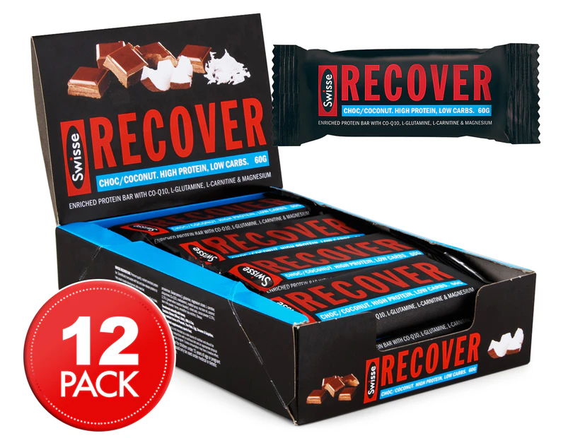 12 x Swisse Recover Low Carb Protein Bar Choc Coconut 60g