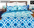 Apartmento Cayo Reversible Queen Quilt Cover Set - Blue
