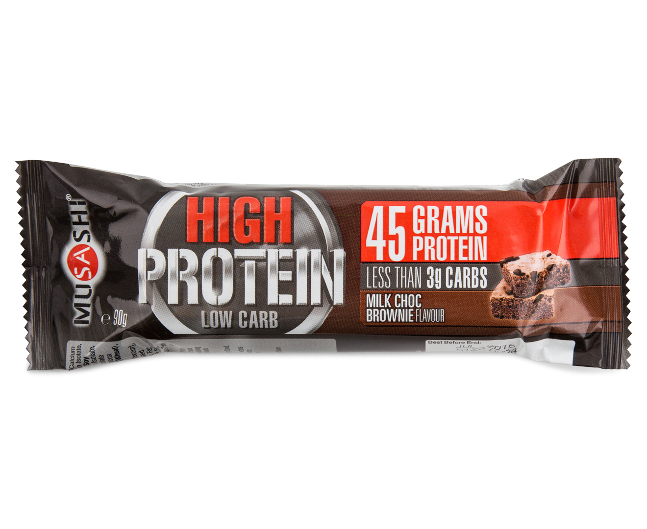 12 X Musashi Low Carb High Protein Bars Milk Chocolate Brownie 90g ...