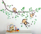 Three Little Monkeys Swinging On A Branch Wall Decal