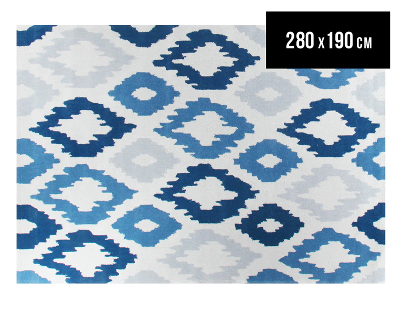 Soft Geometry 280x190cm Premium Acrylic Rug - Blue