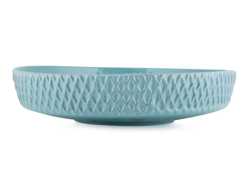 Geometric Edged Ceramic Bowl - Light Blue