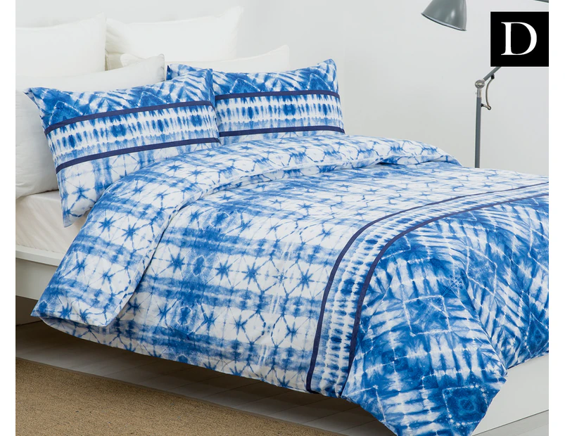 Belmondo Aruba Double Bed Quilt Cover Set - Blue/White