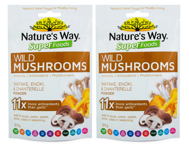 2 x Nature's Way Super Foods Wild Mushrooms Powder 50g