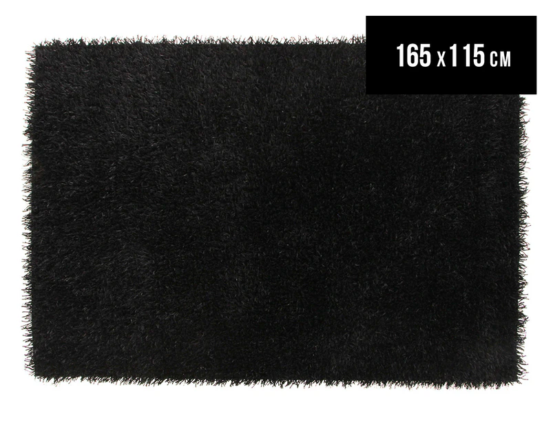Plush Tufted Shag Rug 165 x 115cm  - Black