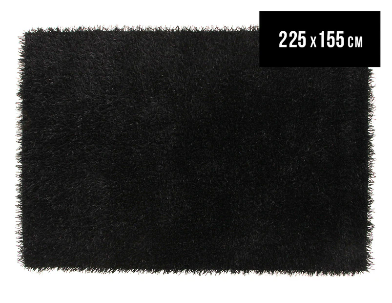 Plush Tufted Shag Rug 225 x 155cm - Black