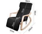 Birch Rocking Lounge Armchair w/ Adjustable Footrest - Black