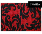 Damask Leaf 230x160cm Rug - Red/Black
