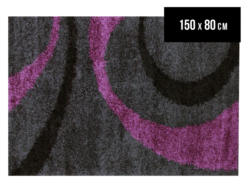Gentle Swirls 150x80cm Rug - Charcoal/Purple