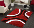 Contemporary Curved Lines 290x200 Rug - Red/Black