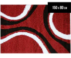 Contemporary Curved Lines 150x80 Rug - Red/Black