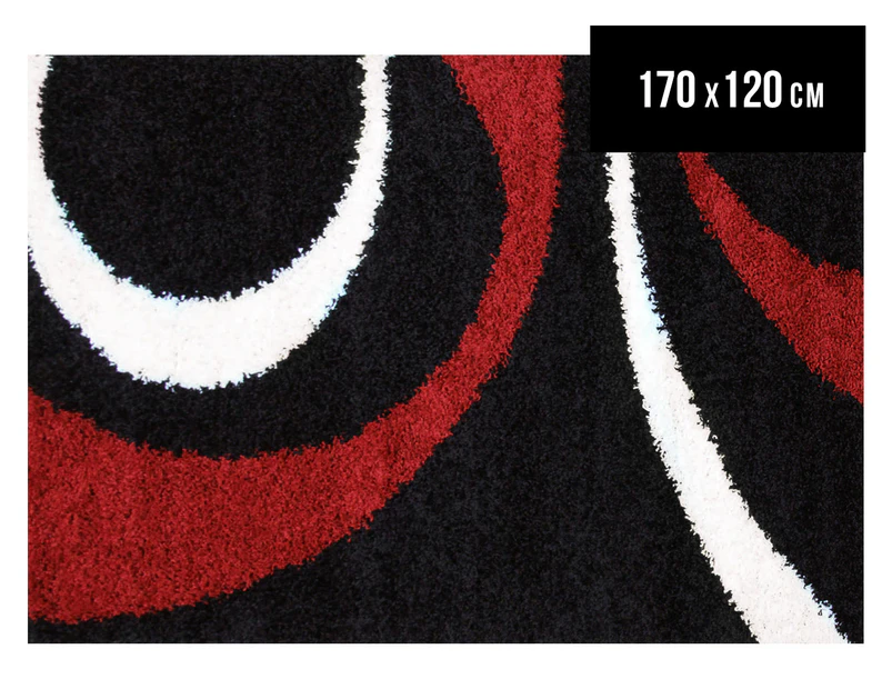Gentle Swirls 170x120cm Rug - Black/Red