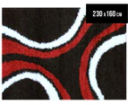Contemporary Curved Lines 230x160 Rug - Black/Red