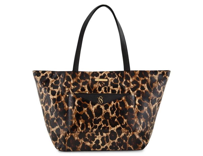 Victoria's Secret Leather East/West Tote with Pouch - Leopard