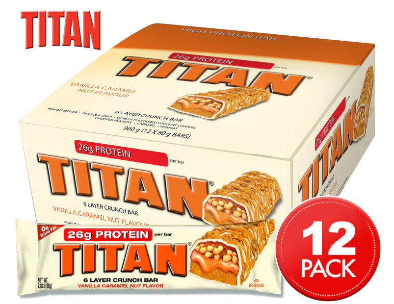 12 x Titan Bar Vanilla Caramel 80g