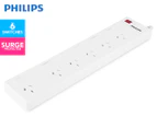 Philips 6 Outlet Surge Protected Power Board w/ Switches - White