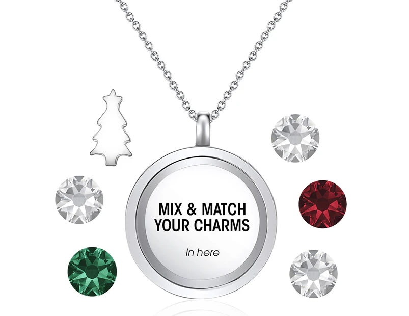 Mestige Season's Greetings Floating Charm Necklace - Silver