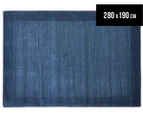 Textured Pure Wool Rug 280 x 190cm - Blue Petrol