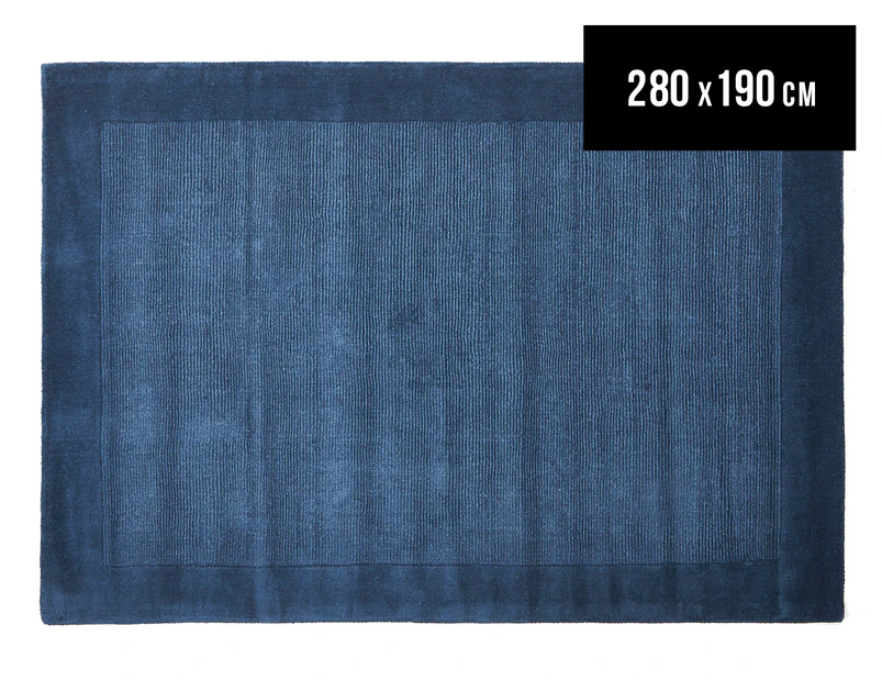 Textured Pure Wool Rug 280 x 190cm - Blue Petrol