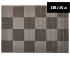 Classic Squares 280x190cm Wool Rug - Smoke
