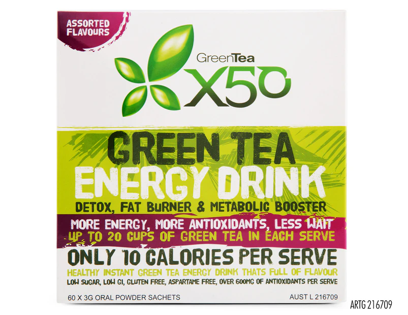 Green Tea X50 Energy Drink Assorted Flavours 60pk