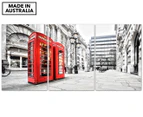 London Red Phone Booths 45x30cm 3-Part Canvas Wall Art Set