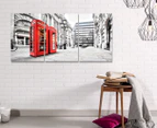 London Red Phone Booths 45x30cm 3-Part Canvas Wall Art Set