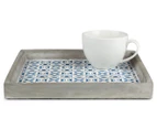 Blu-Bianco Square Tray - Blue/White/Grey