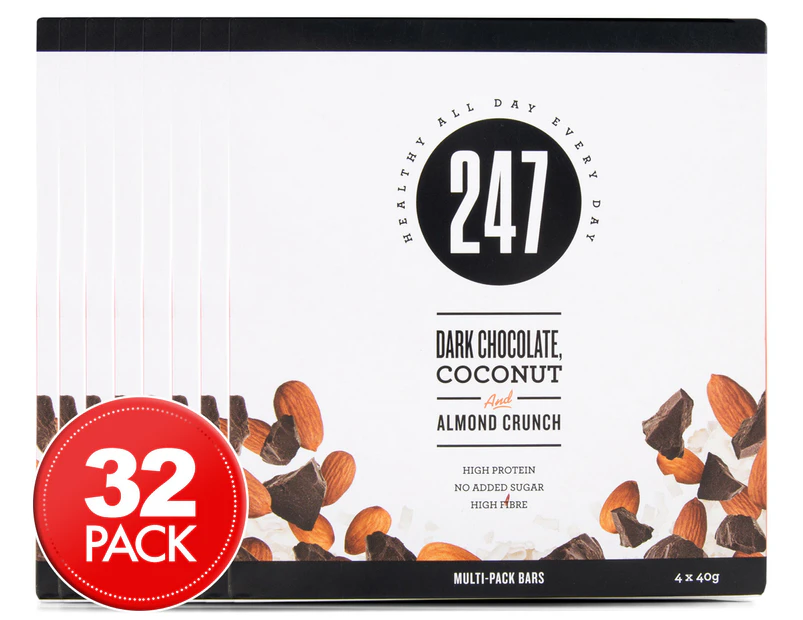 8 x 247 Dark Choc, Coconut & Almond Crunch Protein Bars 4pk