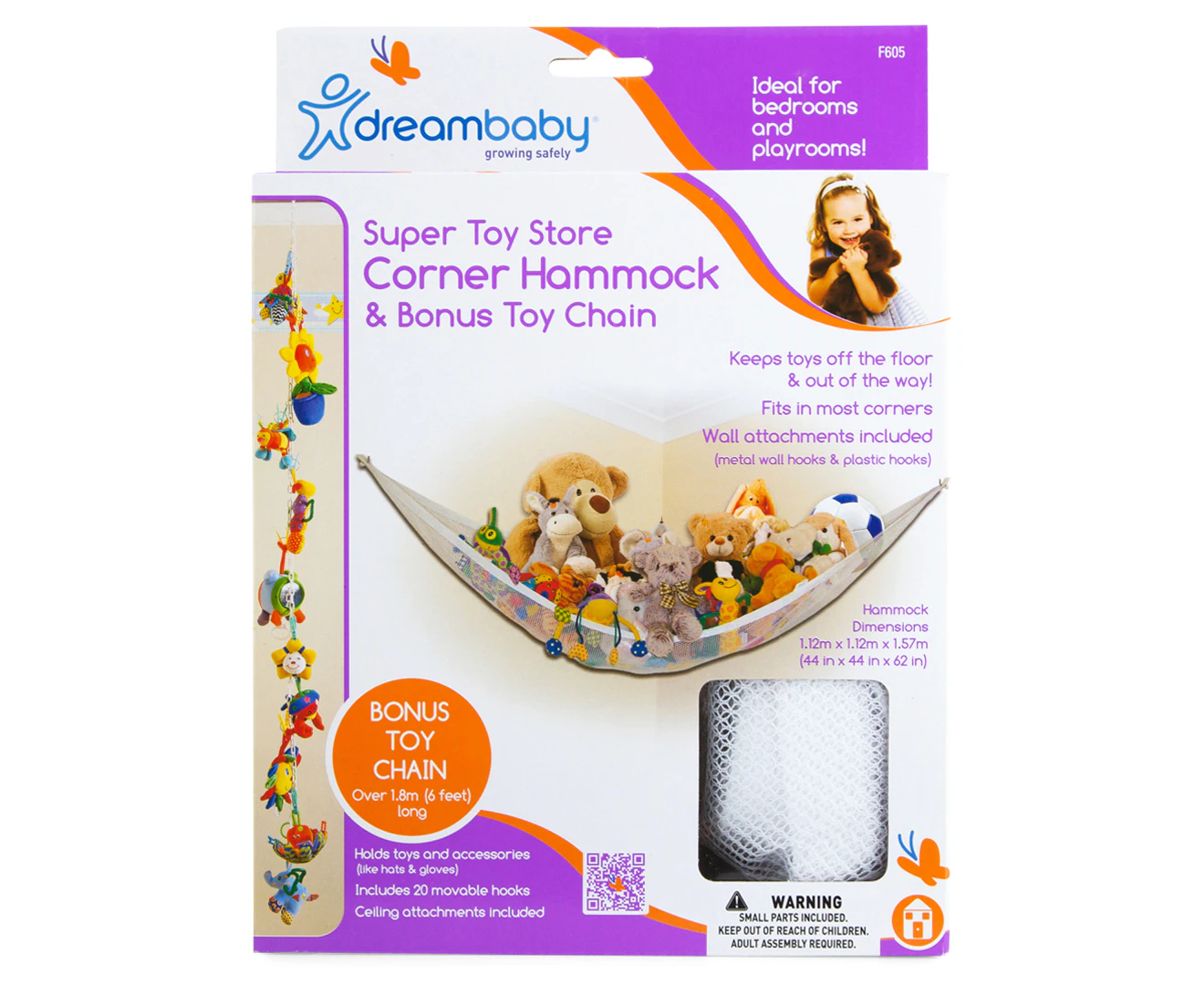 Dreambaby Super Toy Store Corner Hammock/Storage/Decor w/Chain Kids/Toddler