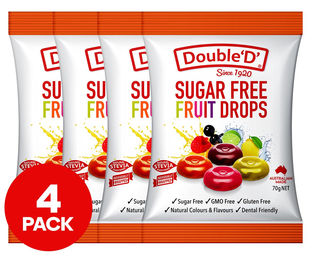 Shop Double D Sugar Free Fruit Drops 70g