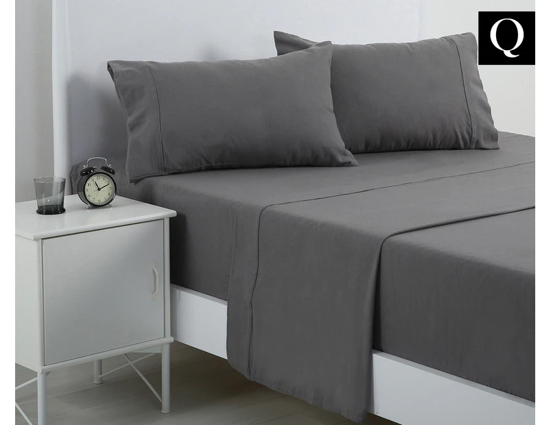 Belmondo Home Charcoal Queen Bed Flannelette Sheet Set - Grey