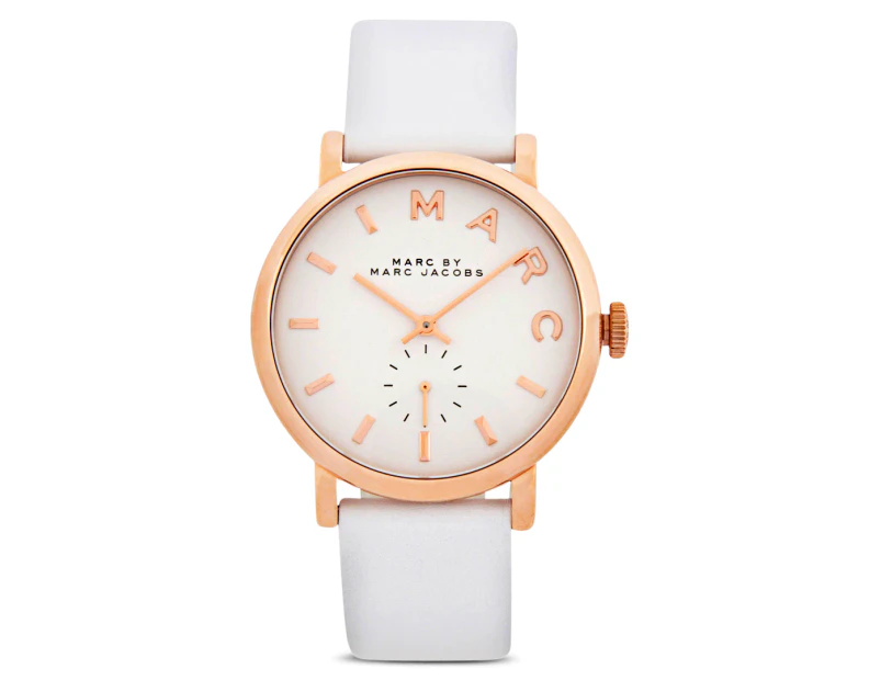 Marc by Marc Jacobs Women's 36mm Baker Leather Watch - White