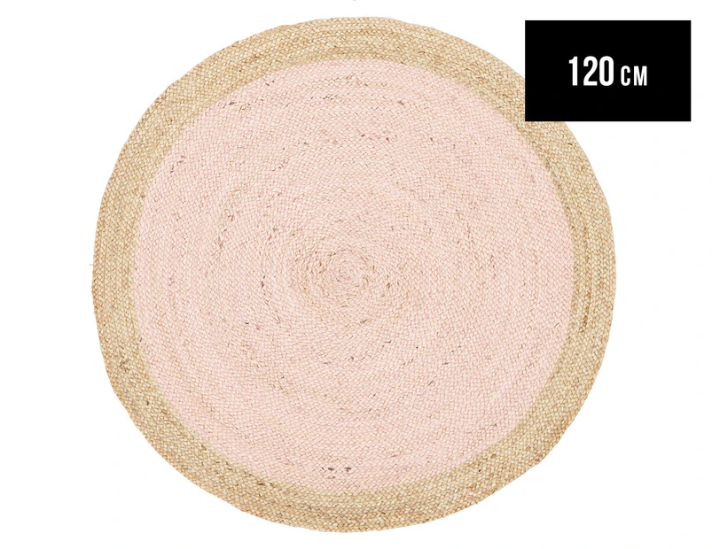 Contemporary 120x120cm Handmade Jute Rug - Pink